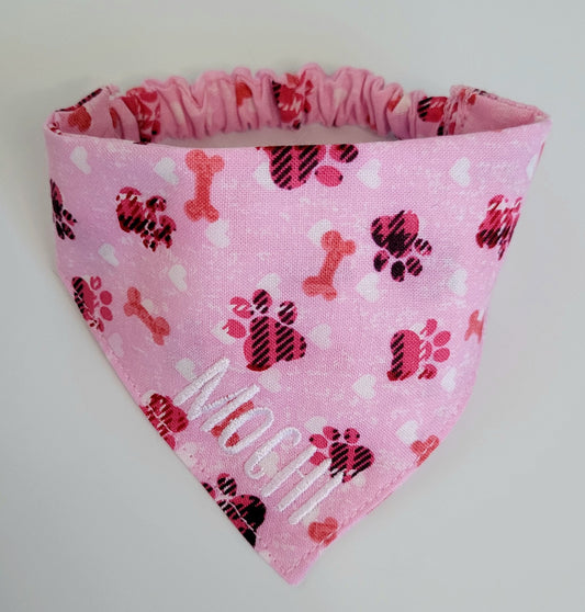 Cat Bandana - Pink Hearts & Paw Prints